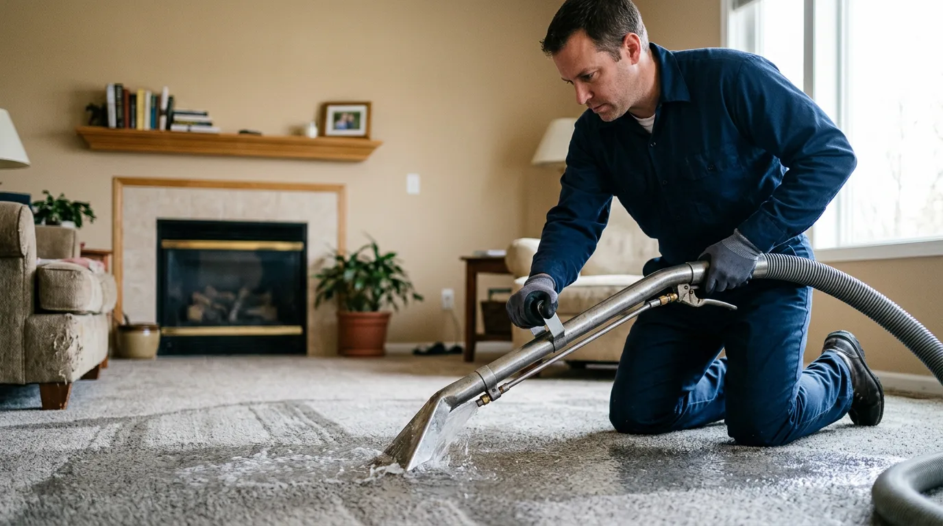 Water damage restoration technician working near Anabel, MO